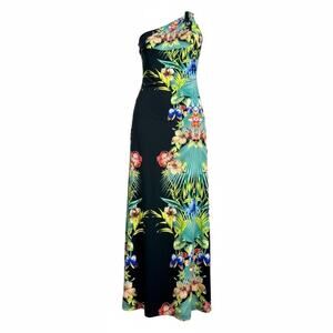 Cache One Shoulder Maxi Dress Tropical
